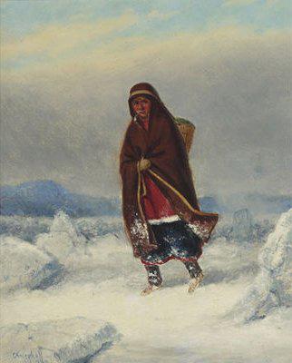 Cornelius Krieghoff Indian Woman in a Winter Landscape Germany oil painting art